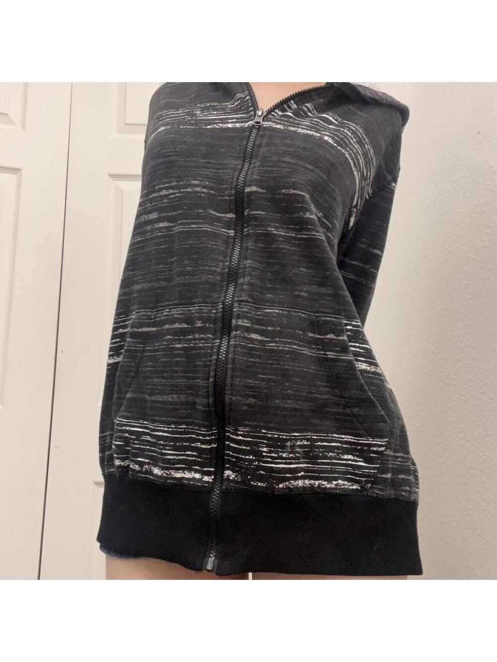 black and grey striped hoodie emo